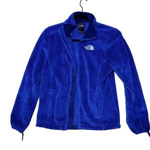The Northface Blue Long Sleeve Zip Up Front Fleece Jacket Women Small 1565